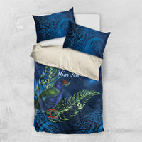 New Zealand Takahe Personalised Bedding Set Silver Fern Galaxy Polynesian Pattern