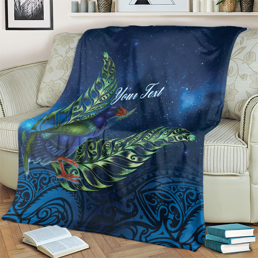 New Zealand Takahe Personalised Blanket Silver Fern Galaxy Polynesian Pattern