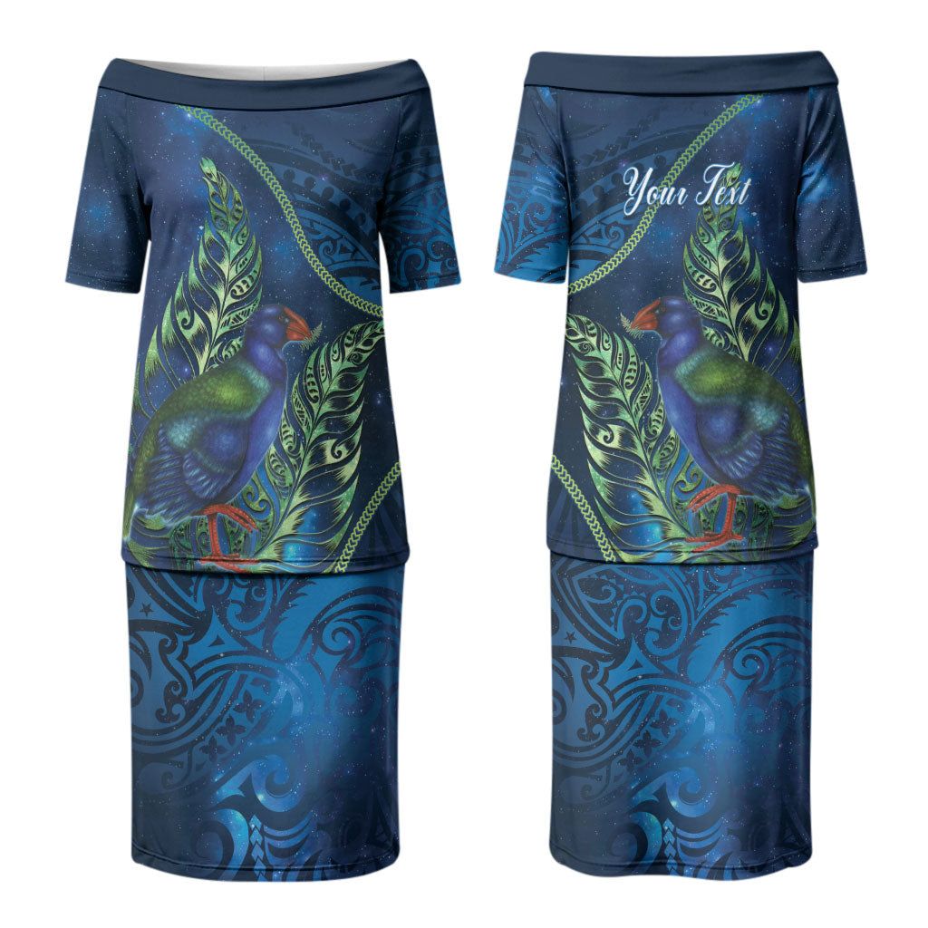 New Zealand Takahe Personalised Couples Matching Puletasi and Hawaiian Shirt Silver Fern Galaxy Polynesian Pattern LT22 - Polynesian Pride