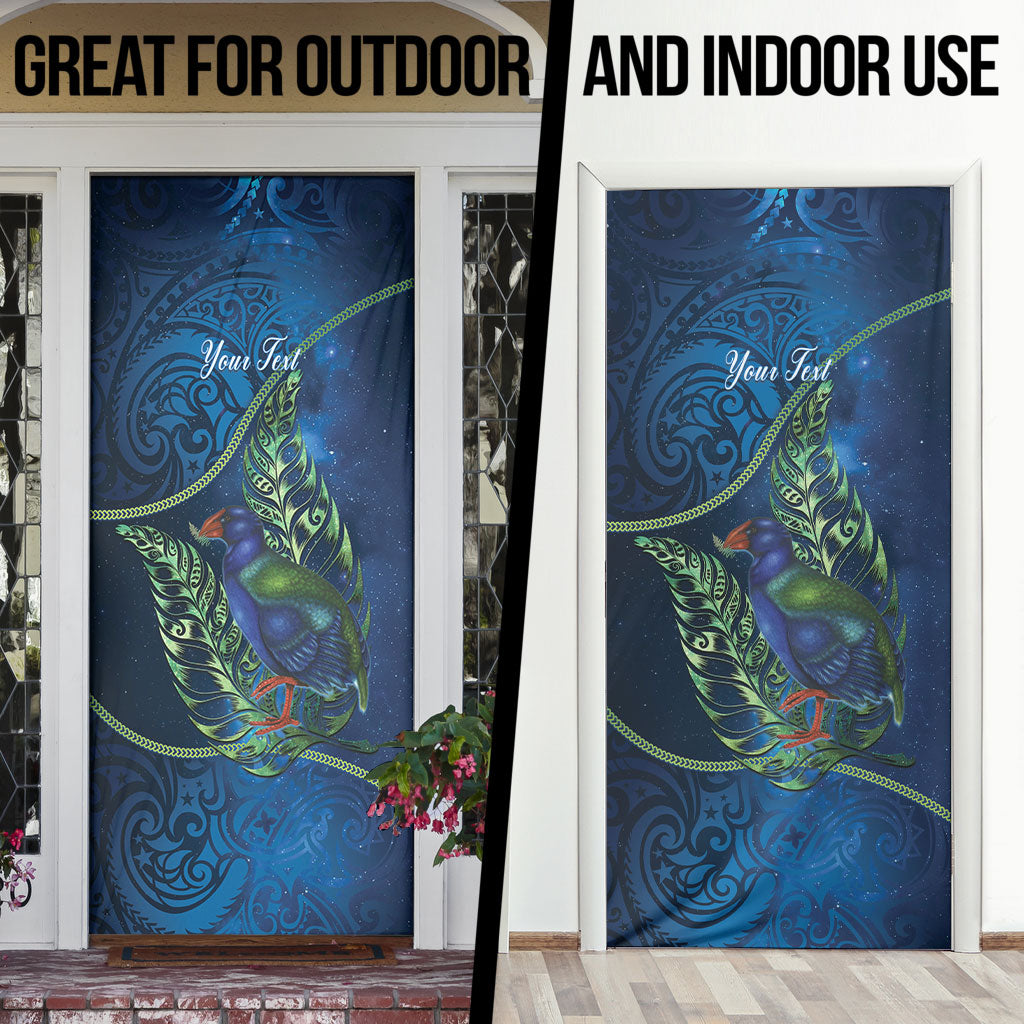 New Zealand Takahe Personalised Door Cover Silver Fern Galaxy Polynesian Pattern LT22 - Polynesian Pride