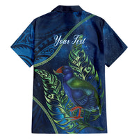 New Zealand Takahe Personalised Family Matching Off Shoulder Short Dress and Hawaiian Shirt Silver Fern Galaxy Polynesian Pattern