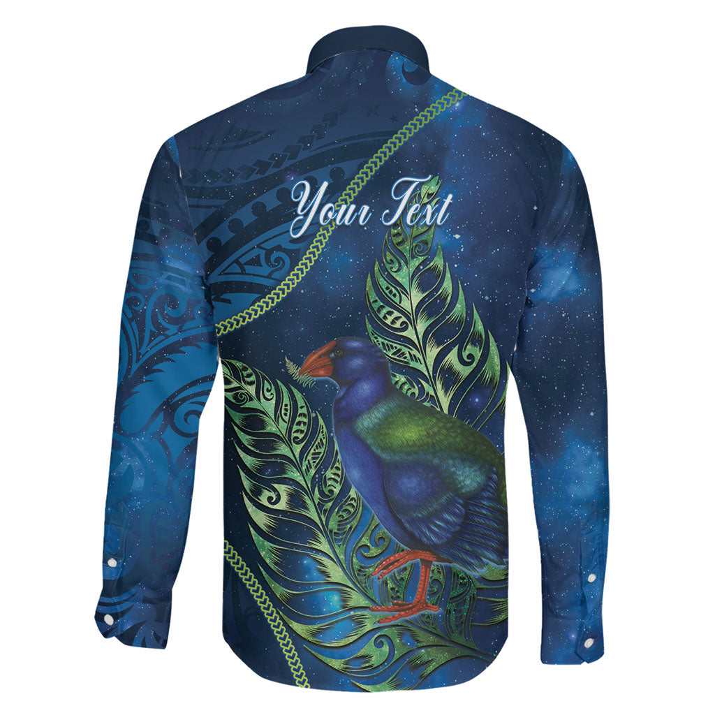 New Zealand Takahe Personalised Family Matching Off Shoulder Short Dress and Hawaiian Shirt Silver Fern Galaxy Polynesian Pattern