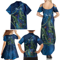 New Zealand Takahe Personalised Family Matching Summer Maxi Dress and Hawaiian Shirt Silver Fern Galaxy Polynesian Pattern LT22 Mom's Dress Blue - Polynesian Pride