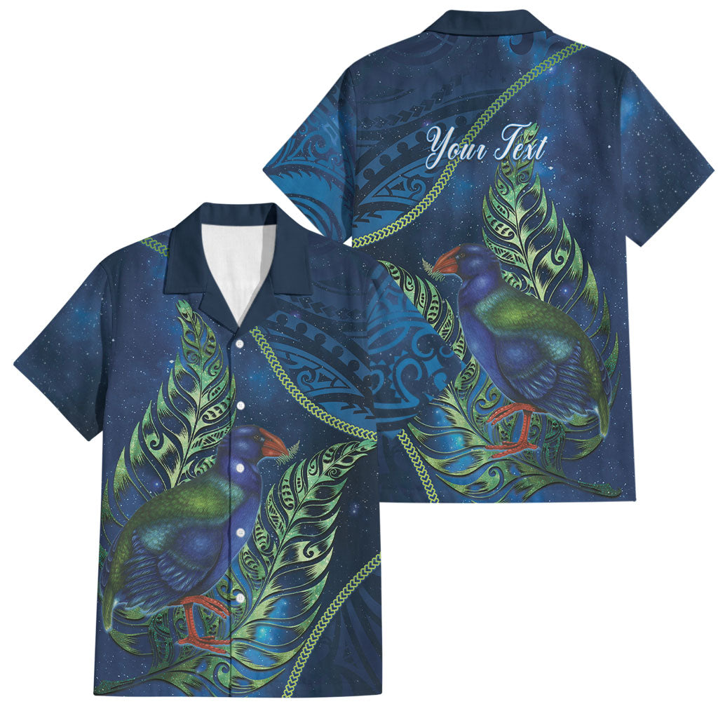 New Zealand Takahe Personalised Family Matching Summer Maxi Dress and Hawaiian Shirt Silver Fern Galaxy Polynesian Pattern LT22 Dad's Shirt - Short Sleeve Blue - Polynesian Pride