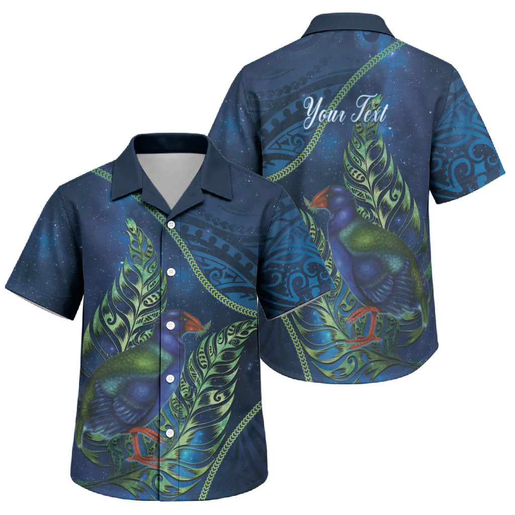 New Zealand Takahe Personalised Family Matching Summer Maxi Dress and Hawaiian Shirt Silver Fern Galaxy Polynesian Pattern LT22 Son's Shirt Blue - Polynesian Pride