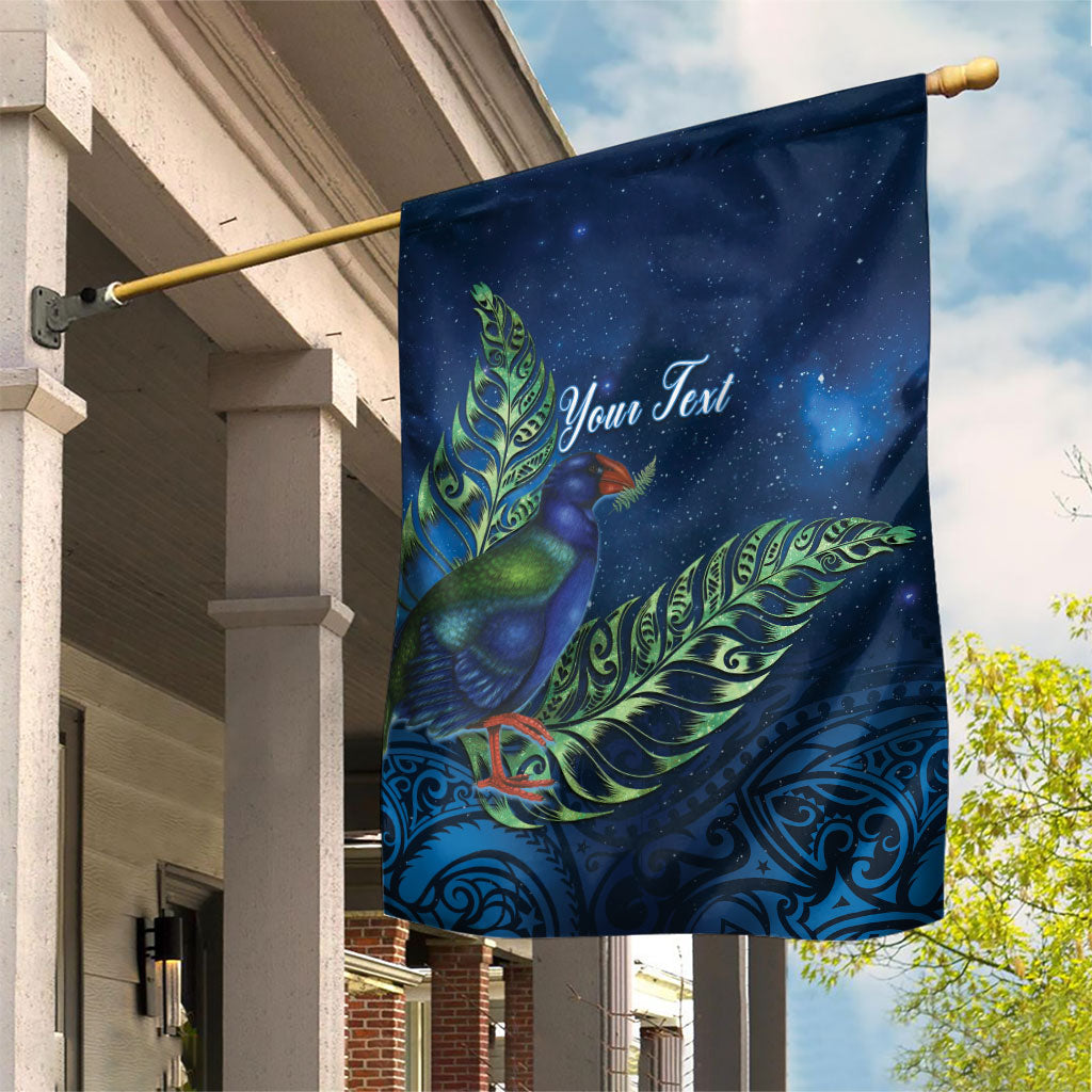 New Zealand Takahe Personalised Garden Flag Silver Fern Galaxy Polynesian Pattern