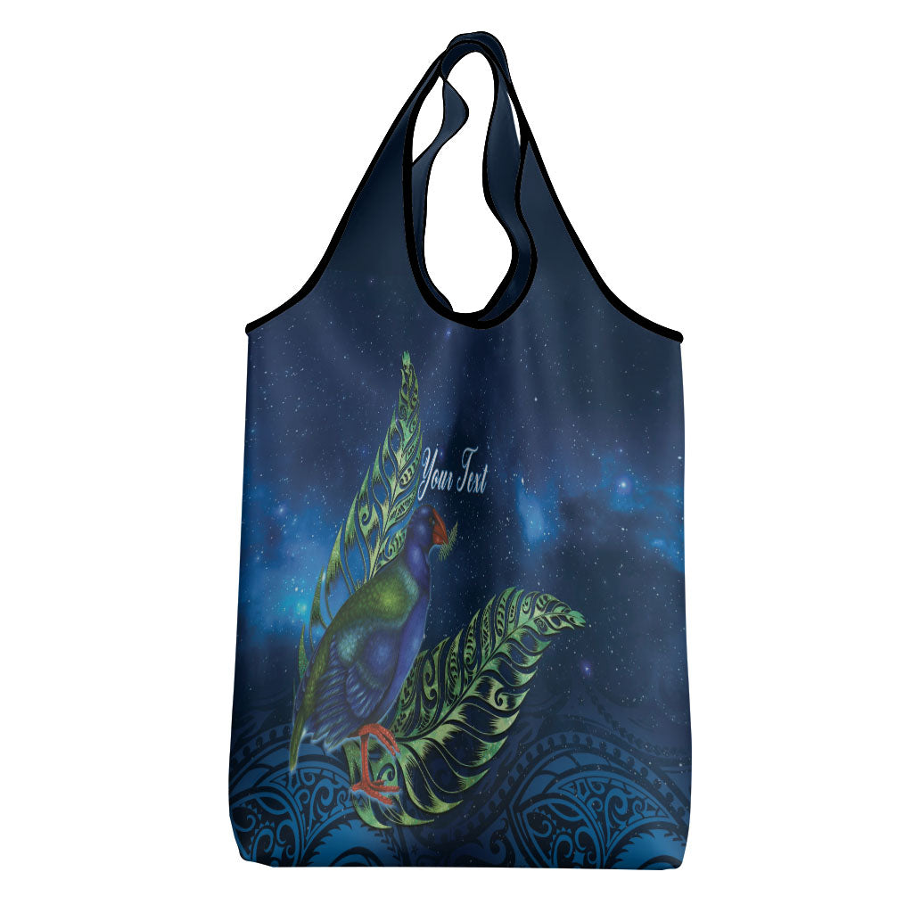 New Zealand Takahe Personalised Grocery Bag Silver Fern Galaxy Polynesian Pattern LT22 - Polynesian Pride