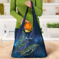 New Zealand Takahe Personalised Grocery Bag Silver Fern Galaxy Polynesian Pattern LT22 - Polynesian Pride