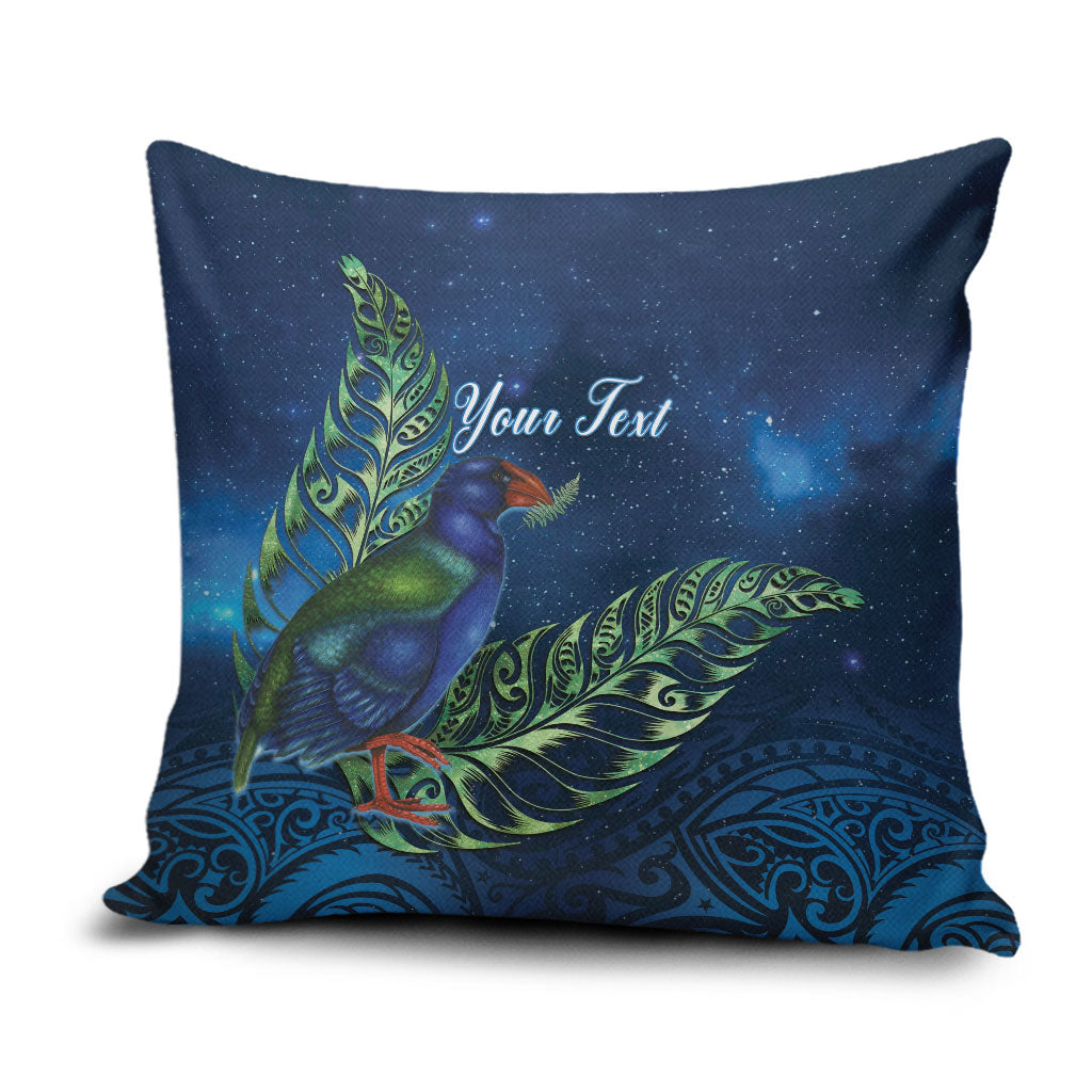 New Zealand Takahe Personalised Pillow Cover Silver Fern Galaxy Polynesian Pattern