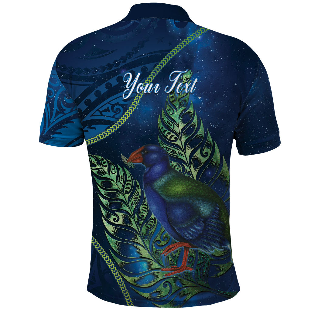 New Zealand Takahe Personalised Polo Shirt Silver Fern Galaxy Polynesian Pattern LT22 - Polynesian Pride