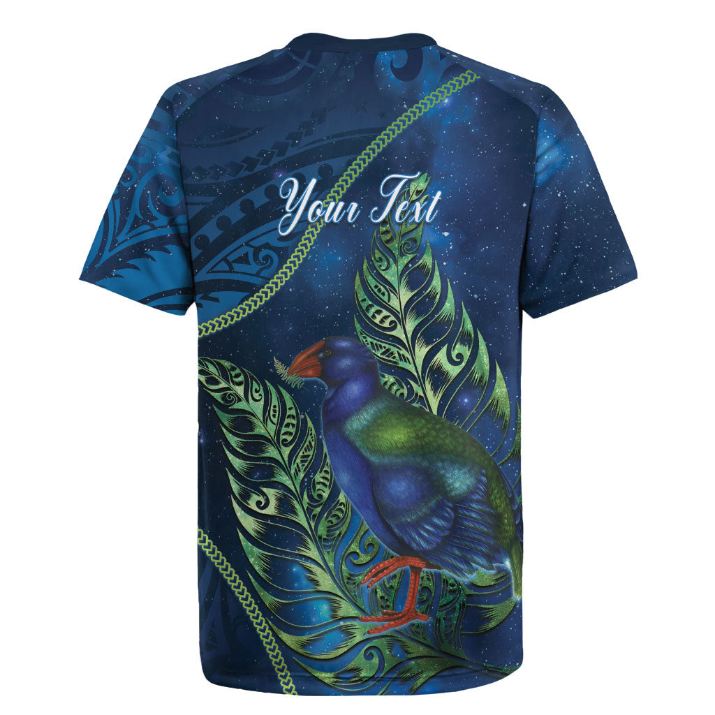 New Zealand Takahe Personalised Rugby Jersey Silver Fern Galaxy Polynesian Pattern LT22 - Polynesian Pride