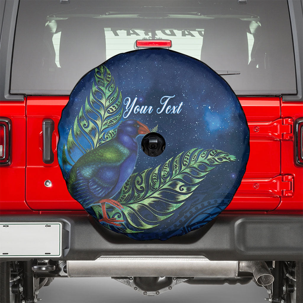New Zealand Takahe Personalised Spare Tire Cover Silver Fern Galaxy Polynesian Pattern