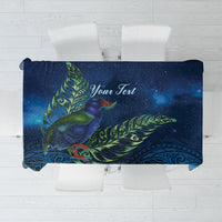New Zealand Takahe Personalised Tablecloth Silver Fern Galaxy Polynesian Pattern