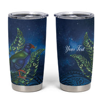 New Zealand Takahe Personalised Tumbler Cup Silver Fern Galaxy Polynesian Pattern
