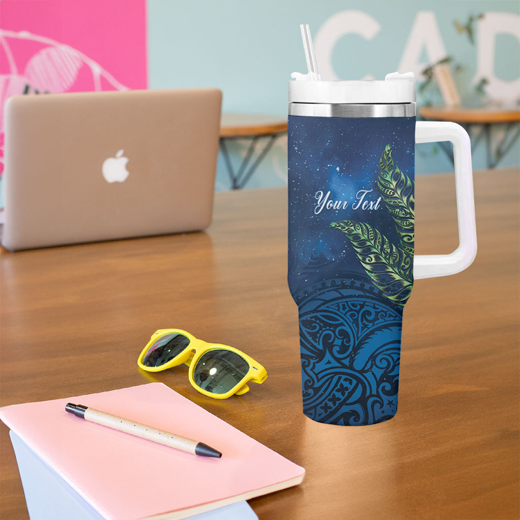 New Zealand Takahe Personalised Tumbler With Handle Silver Fern Galaxy Polynesian Pattern LT22 - Polynesian Pride