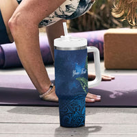 New Zealand Takahe Personalised Tumbler With Handle Silver Fern Galaxy Polynesian Pattern LT22 - Polynesian Pride