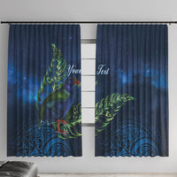 New Zealand Takahe Personalised Window Curtain Silver Fern Galaxy Polynesian Pattern