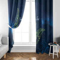 New Zealand Takahe Personalised Window Curtain Silver Fern Galaxy Polynesian Pattern