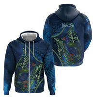 New Zealand Takahe Personalised Zip Hoodie Silver Fern Galaxy Polynesian Pattern LT22 - Polynesian Pride