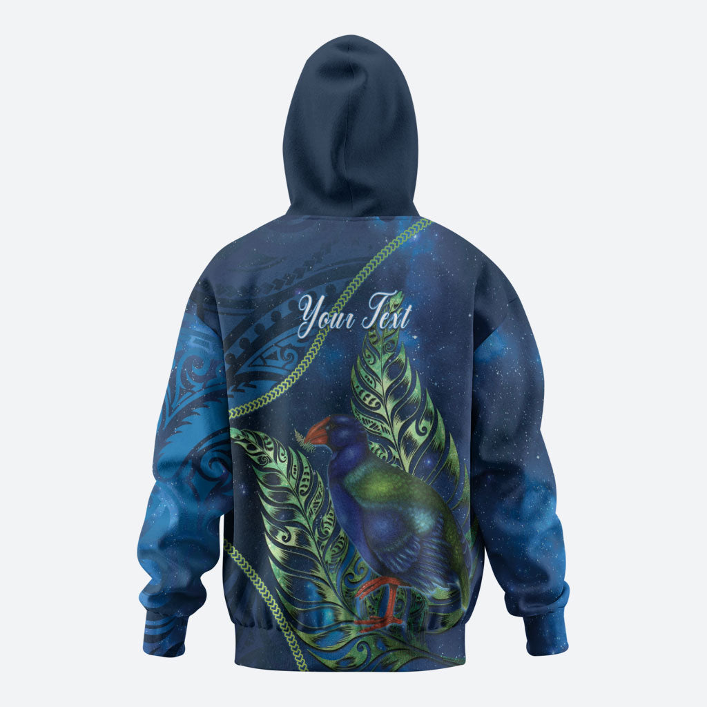 New Zealand Takahe Personalised Zip Hoodie Silver Fern Galaxy Polynesian Pattern LT22 - Polynesian Pride