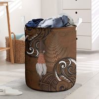 New Zealand Taiaha Laundry Basket Maori Weapon Silver Fern Maori Pattern
