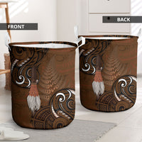 New Zealand Taiaha Laundry Basket Maori Weapon Silver Fern Maori Pattern