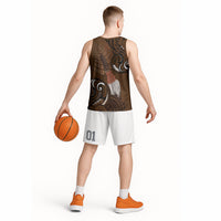 New Zealand Taiaha Basketball Jersey Maori Weapon Silver Fern Maori Pattern