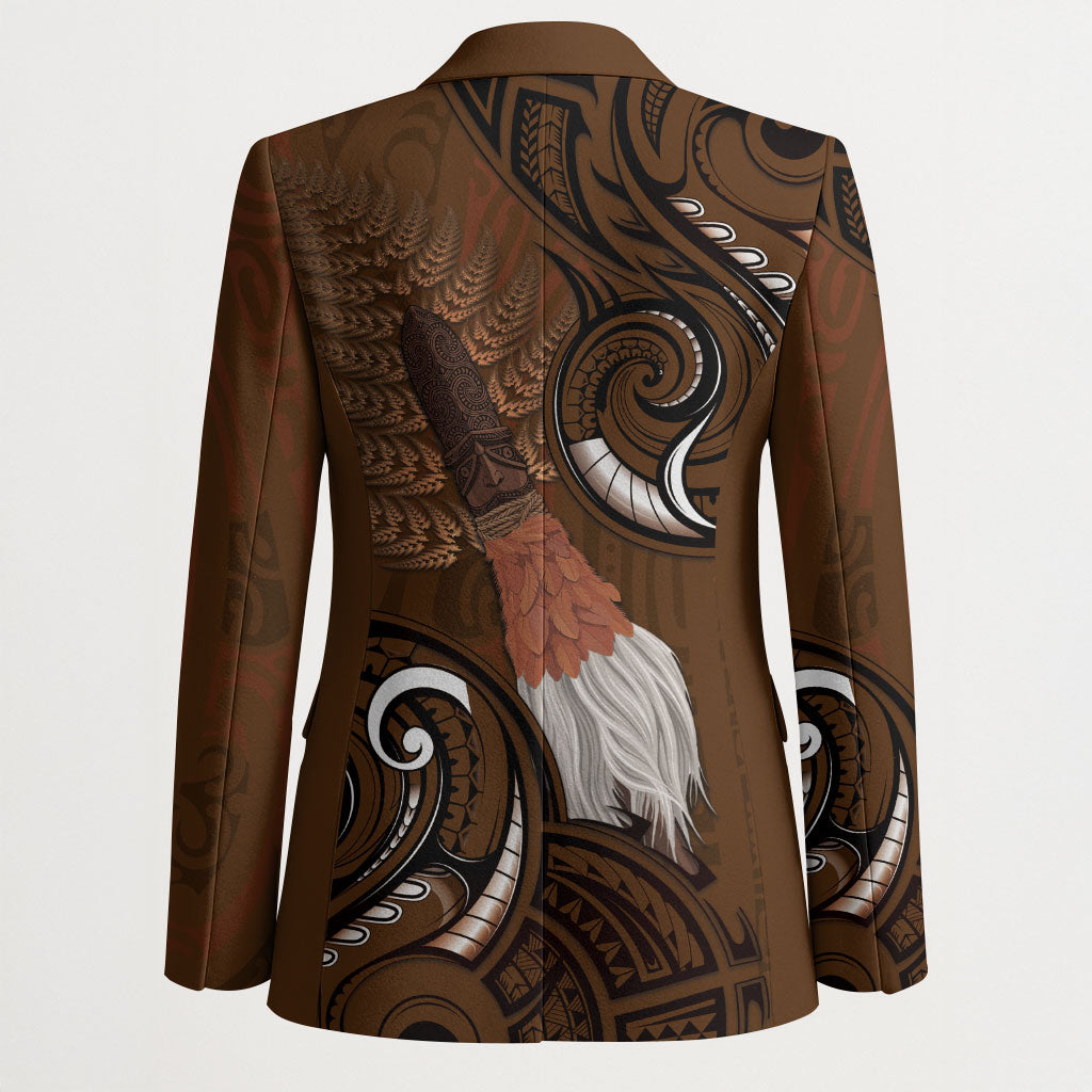 New Zealand Taiaha Blazer Maori Weapon Silver Fern Maori Pattern