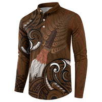New Zealand Taiaha Button Sweatshirt Maori Weapon Silver Fern Maori Pattern