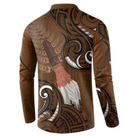 New Zealand Taiaha Button Sweatshirt Maori Weapon Silver Fern Maori Pattern