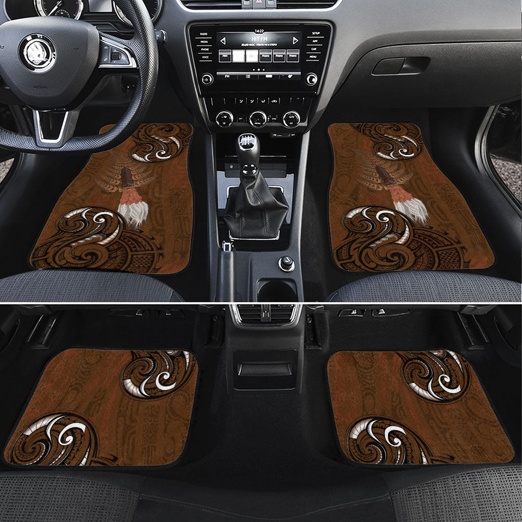 New Zealand Taiaha Car Mats Maori Weapon Silver Fern Maori Pattern