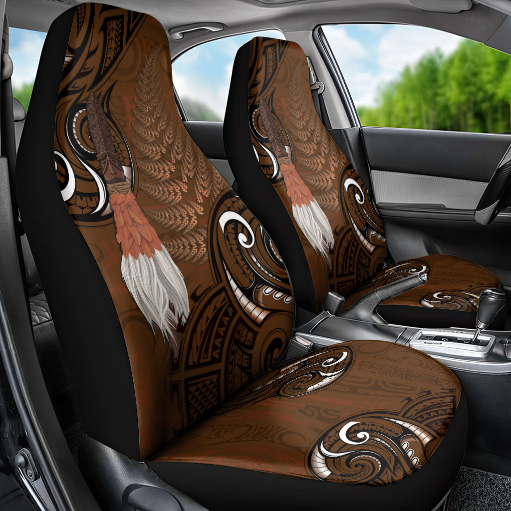 New Zealand Taiaha Car Seat Cover Maori Weapon Silver Fern Maori Pattern