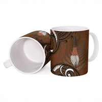 New Zealand Taiaha Ceramic Mug Maori Weapon Silver Fern Maori Pattern