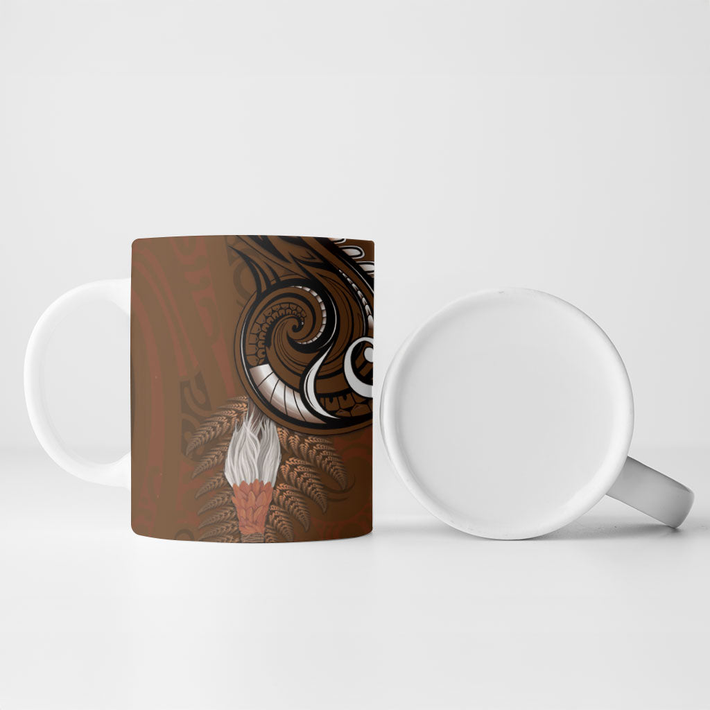 New Zealand Taiaha Ceramic Mug Maori Weapon Silver Fern Maori Pattern