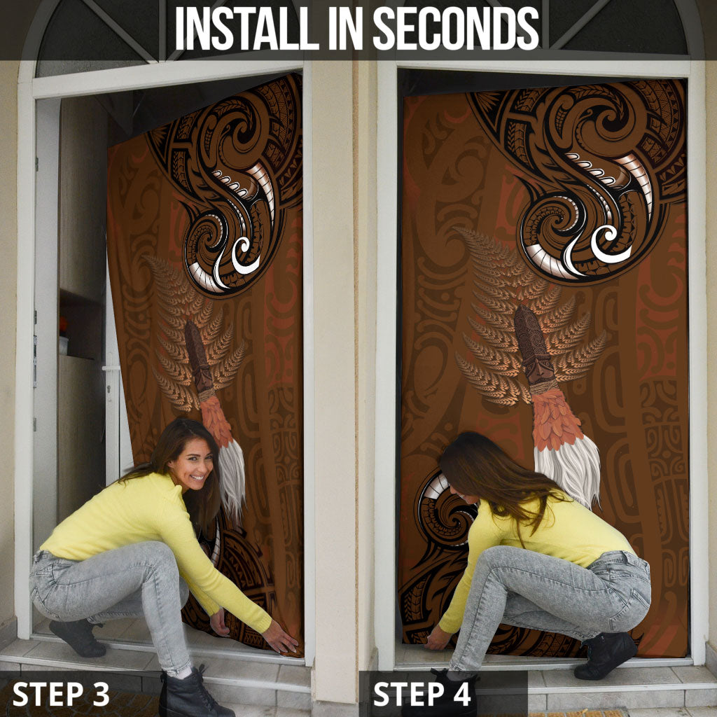 New Zealand Taiaha Door Cover Maori Weapon Silver Fern Maori Pattern