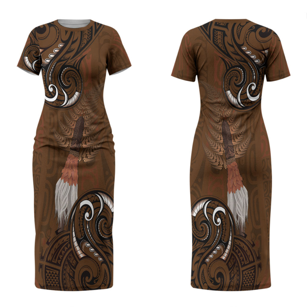 New Zealand Taiaha Family Matching Short Sleeve Bodycon Dress and Hawaiian Shirt Maori Weapon Silver Fern Maori Pattern