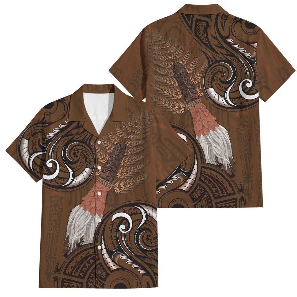 New Zealand Taiaha Family Matching Short Sleeve Bodycon Dress and Hawaiian Shirt Maori Weapon Silver Fern Maori Pattern