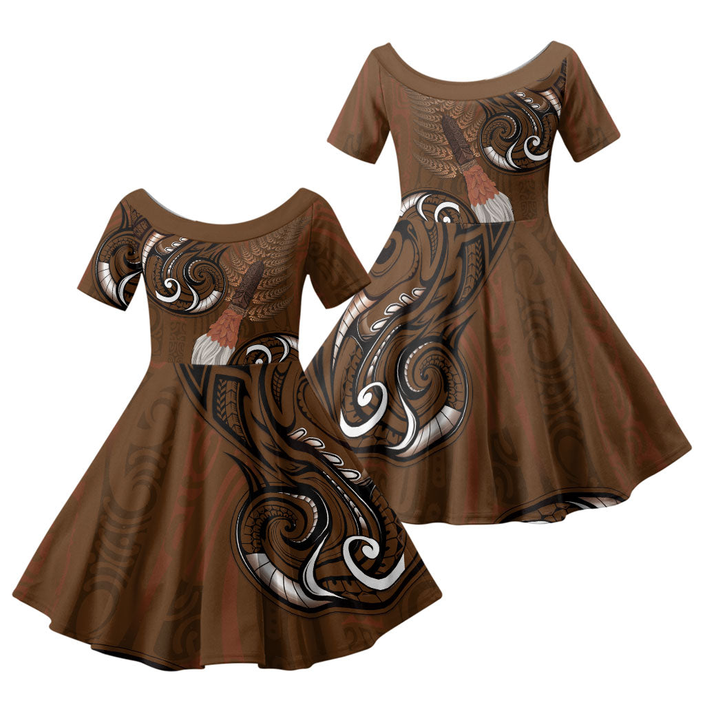 New Zealand Taiaha Family Matching Summer Maxi Dress and Hawaiian Shirt Maori Weapon Silver Fern Maori Pattern