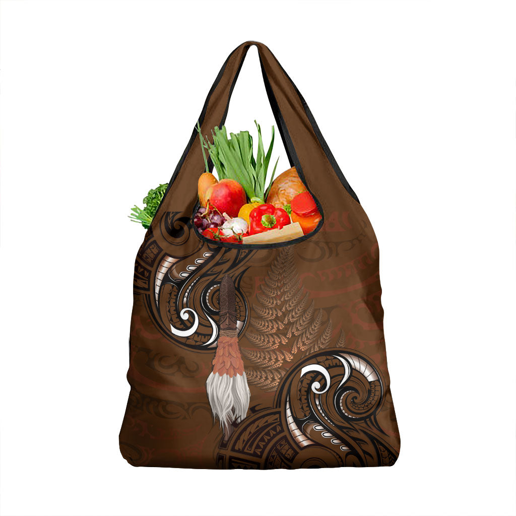 New Zealand Taiaha Grocery Bag Maori Weapon Silver Fern Maori Pattern