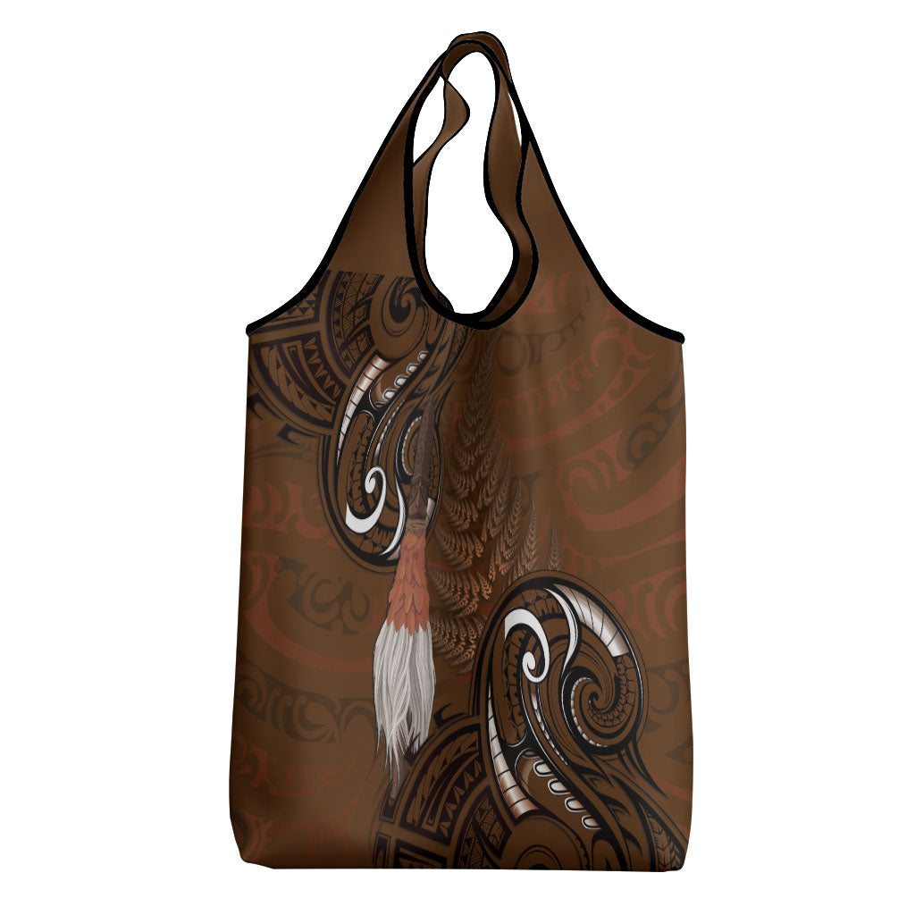 New Zealand Taiaha Grocery Bag Maori Weapon Silver Fern Maori Pattern