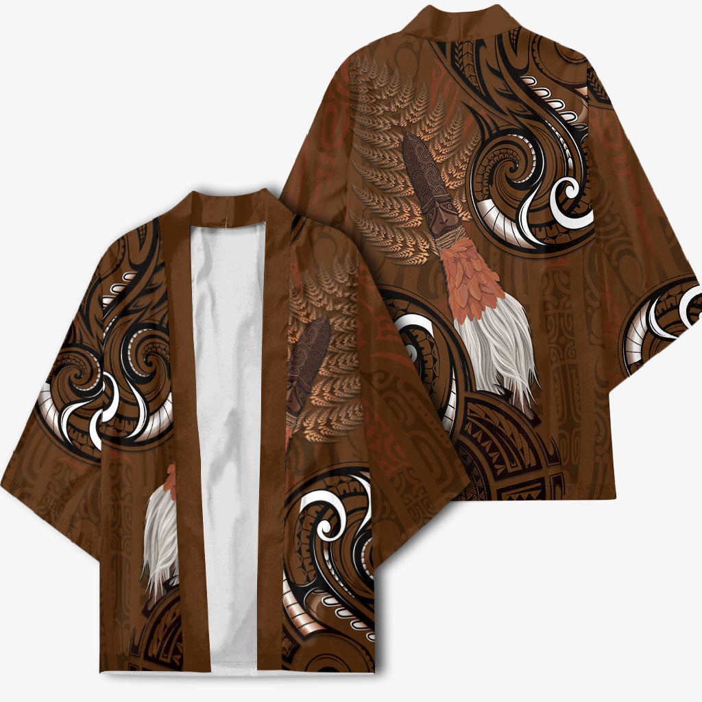 New Zealand Taiaha Kimono Maori Weapon Silver Fern Maori Pattern