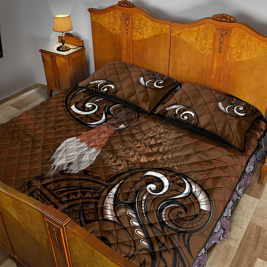 New Zealand Taiaha Quilt Bed Set Maori Weapon Silver Fern Maori Pattern