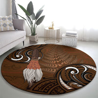 New Zealand Taiaha Round Carpet Maori Weapon Silver Fern Maori Pattern