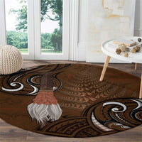 New Zealand Taiaha Round Carpet Maori Weapon Silver Fern Maori Pattern