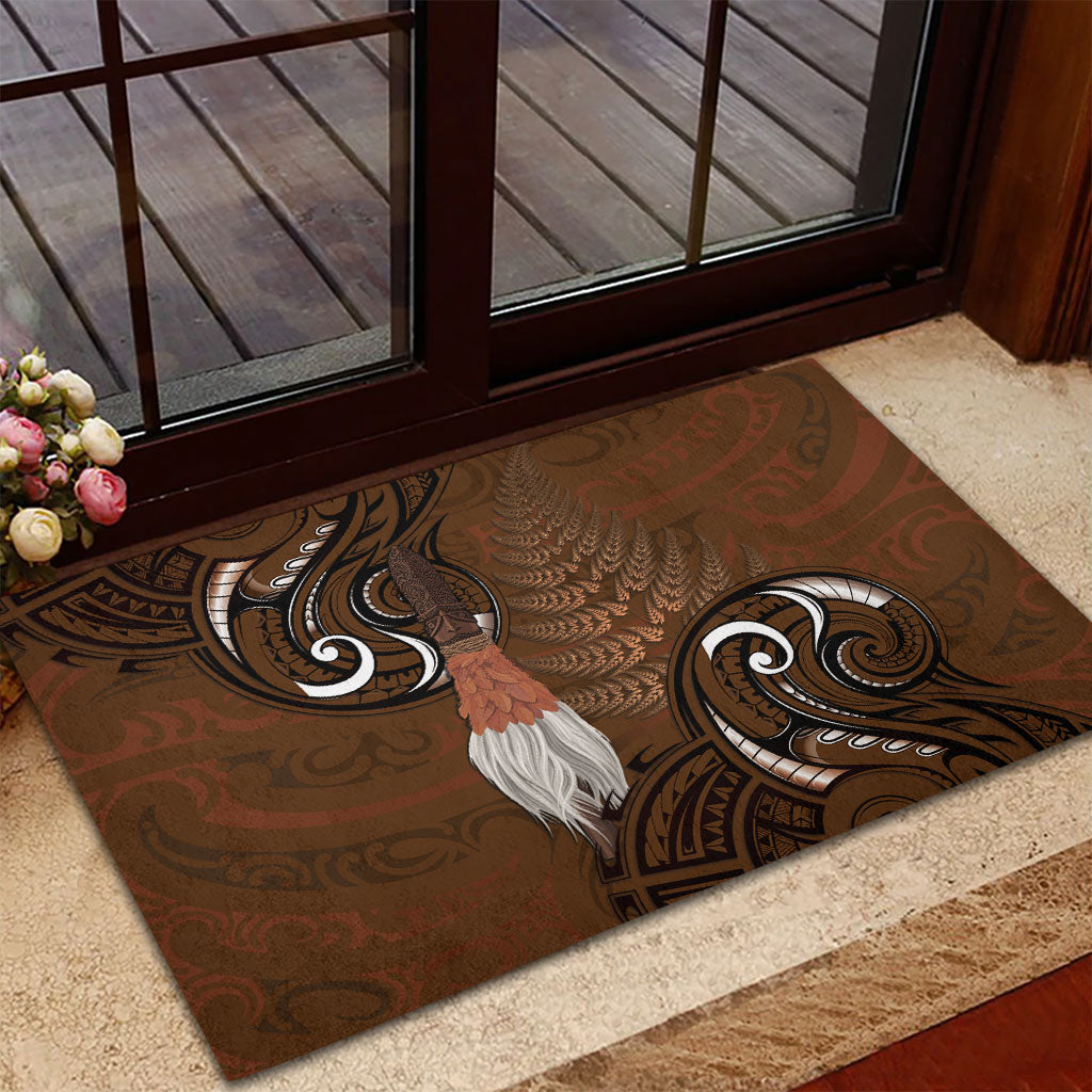 New Zealand Taiaha Rubber Doormat Maori Weapon Silver Fern Maori Pattern