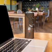 New Zealand Taiaha Skinny Tumbler Maori Weapon Silver Fern Maori Pattern
