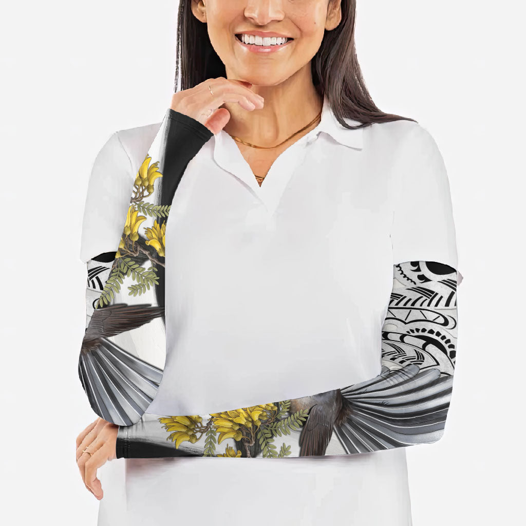 New Zealand Fantail Bird Arm Sleeves Maori Piwakawaka Kowhai Maori Pattern