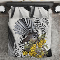 New Zealand Fantail Bird Bedding Set Maori Piwakawaka Kowhai Maori Pattern