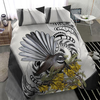 New Zealand Fantail Bird Bedding Set Maori Piwakawaka Kowhai Maori Pattern