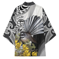 New Zealand Fantail Bird Kimono Maori Piwakawaka Kowhai Maori Pattern
